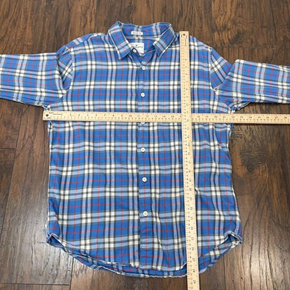 American Eagle Shirt Large Blue Plaid Casual Button-Front Long Sleeve Men's - Picture 7 of 13
